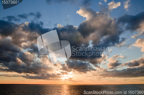 Image of beautiful sunset over lake