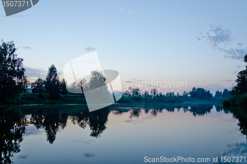 Image of sunset on a mountain lake