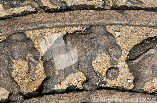 Image of elephants on the lunar rock of ancient Vatadage
