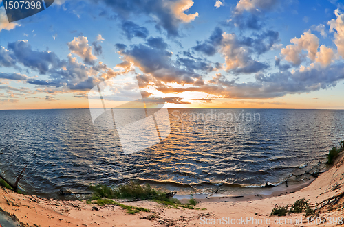Image of beautiful sunset over lake