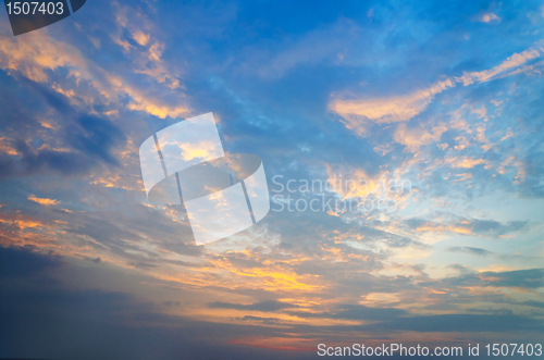 Image of ocean shore at sunset