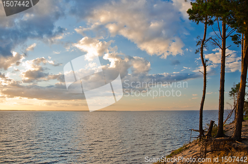 Image of beautiful sunset over lake