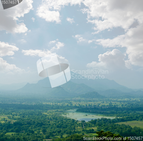 Image of view from  mount Sigiriya  into the valley, Sri Lanka (Ceylon).