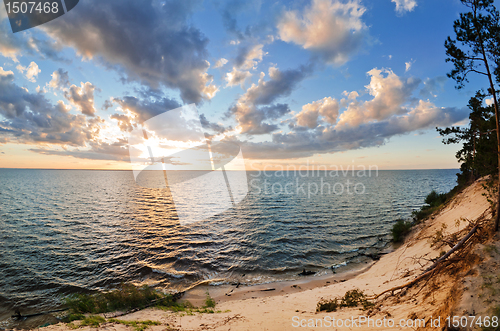 Image of beautiful sunset over lake