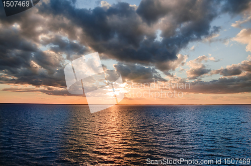 Image of beautiful sunset over lake