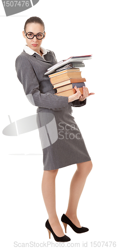 Image of shocking librarian with books