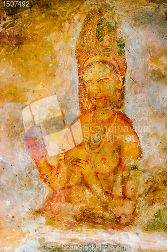 Image of ancient frescos on mount Sigiriya, Sri Lanka ( Ceylon ).