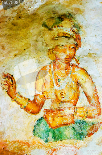 Image of ancient frescos on mount Sigiriya, Sri Lanka ( Ceylon ).