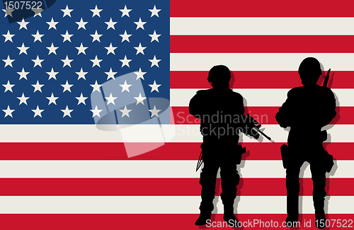 Image of Armed soldiers and flag
