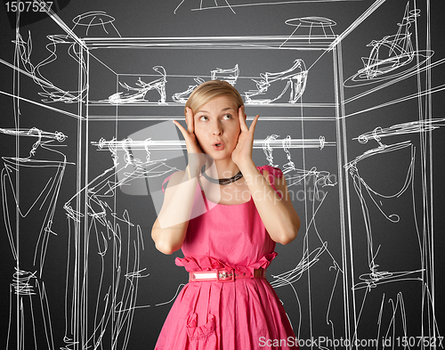Image of surprised girl in pink