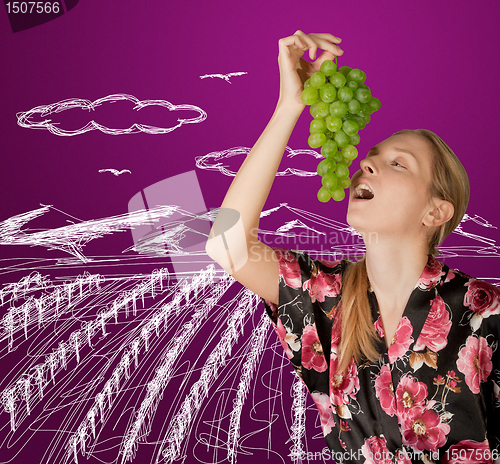 Image of woman with grapes