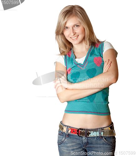 Image of young woman with folded hands