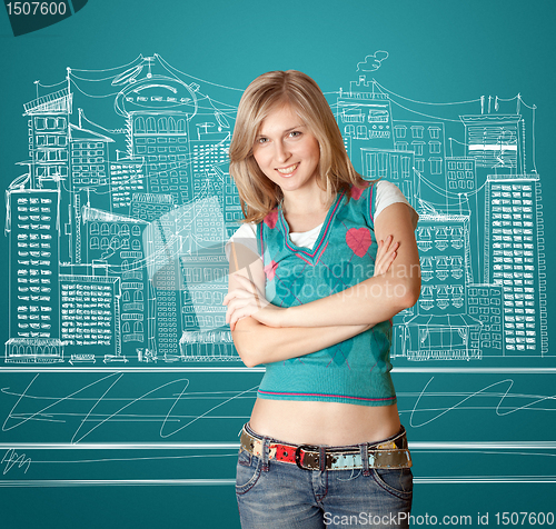 Image of young woman with folded hands