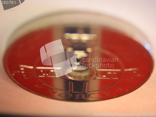 Image of Coin reflecting norwegian flag