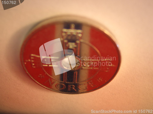 Image of Coin reflecting norwegian flag