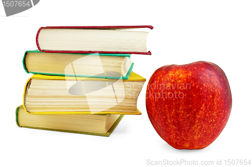 Image of Books with red apple