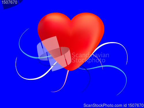 Image of Heart red with color swirl