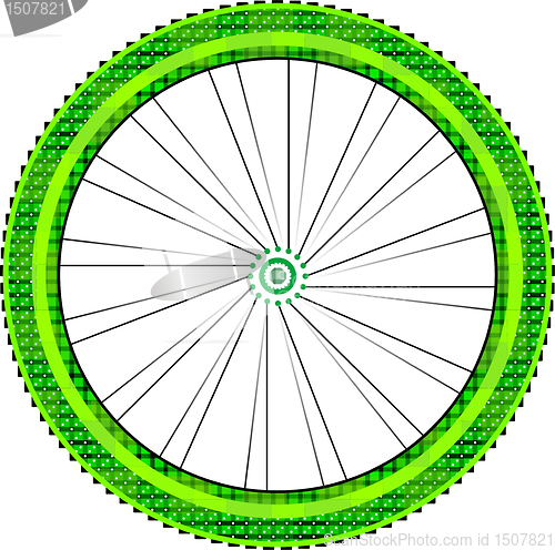 Image of bike wheel with tire and spokes isolated on white background