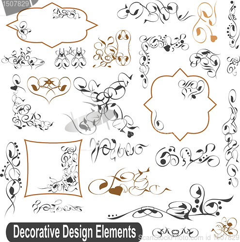 Image of calligraphic design elements set, borders and vector frames