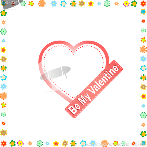 Image of Hearts and flowers frame. wedding or valentine`s theme