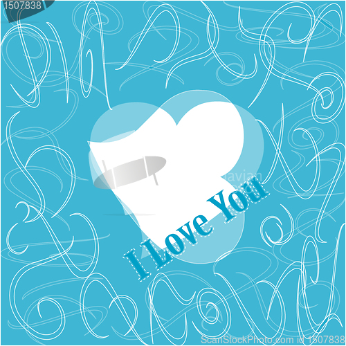 Image of I love you. Romantic valentines blue pattern