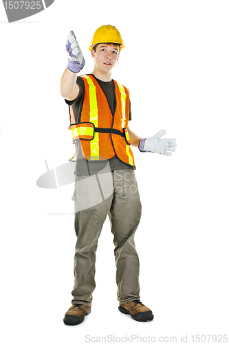 Image of Construction worker gesturing