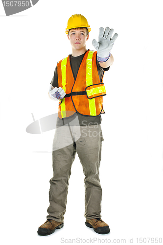 Image of Construction worker on white background