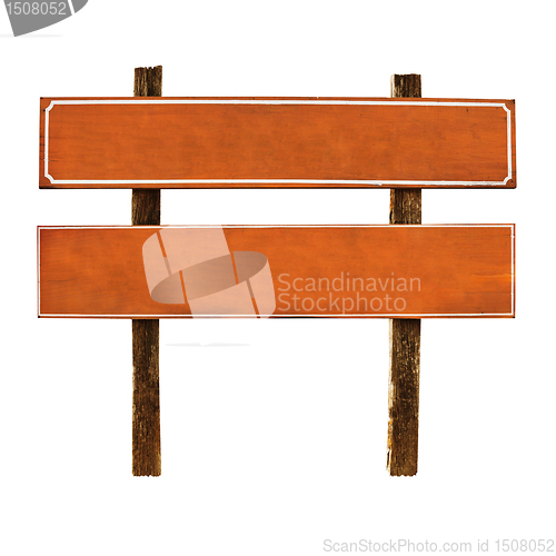 Image of Old wooden plaque to tourists, isolated on white
