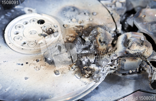 Image of dead hard drive in close up