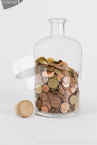 Image of coins in glas bottle