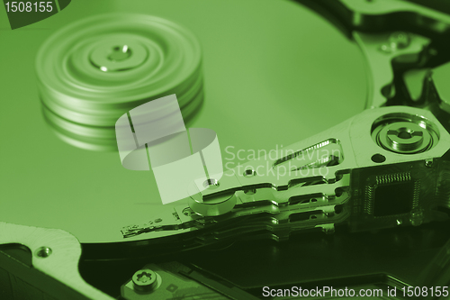 Image of green hard disk drive