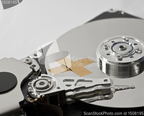 Image of hard disk drive with band-aid