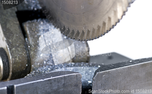 Image of circular saw in close up