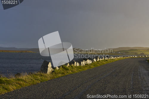 Image of lonely road at loch in scotland