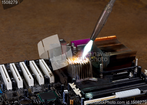Image of overheating a heat sink on computer board