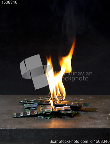 Image of burning ram in black background