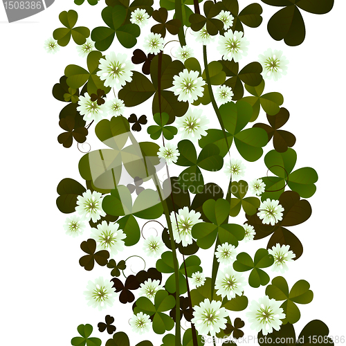 Image of Clover leaves and flowers seamless tile