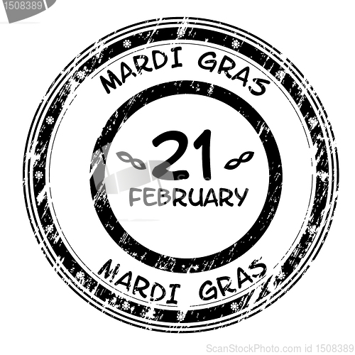 Image of Mardi Gras grunge stamp in black and white