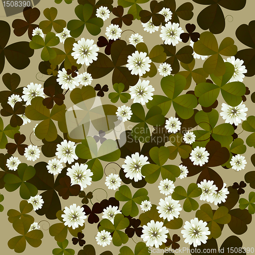 Image of A seamless floral pattern with clovers