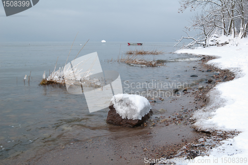 Image of winter landscape on the shore of the Sea 