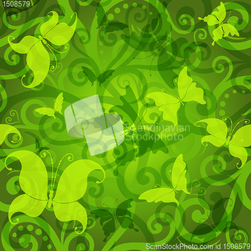 Image of Green floral pattern