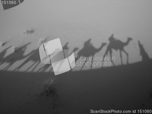 Image of Shadow of a caravan in B/W