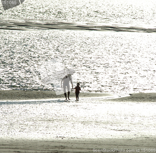 Image of Parent with Child on the Beach