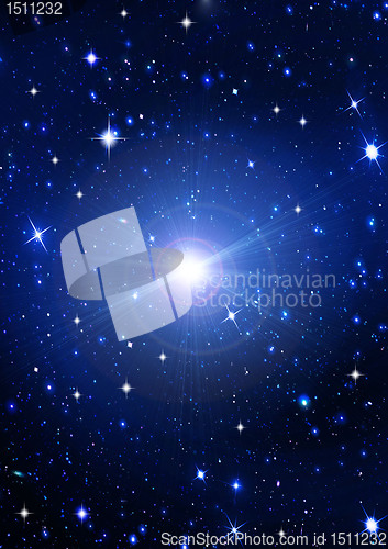 Image of Bright  stars in the night dark blue sky