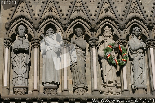 Image of Statues on west-front of cathedral in Trondheim