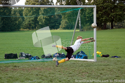 Image of Young goalkeeper practising