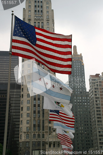 Image of USA-Chicago-Illinois Flags