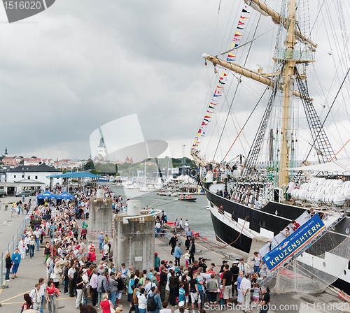 Image of TALLINN, ESTONIA - JULY 16 - Krusenshtern standing in the dock on the "Tallinn's Sea Days 2011" event, at July 16, 2011 in Tallinn, Estonia.