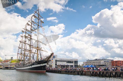 Image of TALLINN, ESTONIA - JULY 16 - Krusenshtern standing in the dock on the "Tallinn's Sea Days 2011" event, at July 16, 2011 in Tallinn, Estonia.