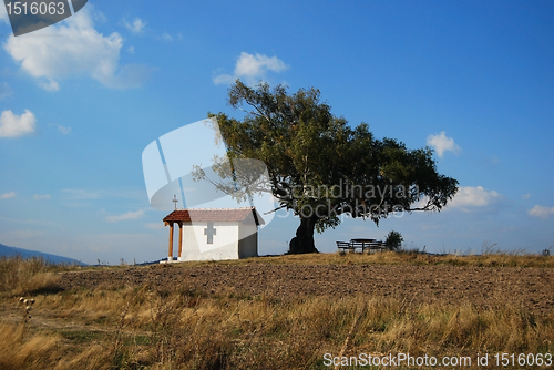 Image of Chapel, cross and tree